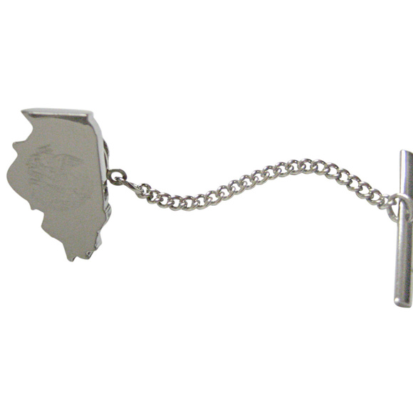 Illinois State Map Shape and Flag Design Tie Tack - Picture 1 of 2